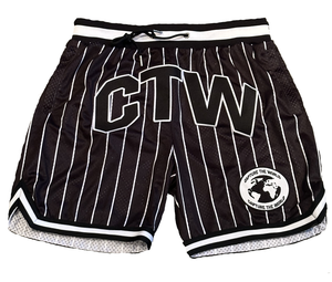 Pinstripe Mesh Basketball Shorts (Black)